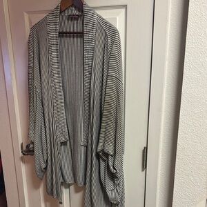 Striped Open-Front Cardigan
